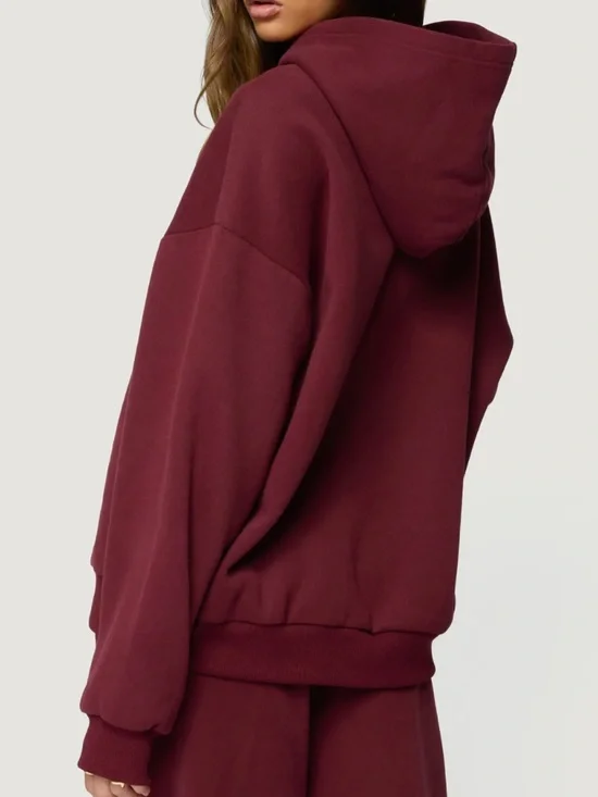 Edikted Totally Logo Hoodie -  Burgundy S NWT - Picture 2 of 8